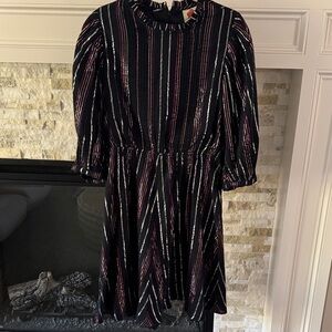 Farm Rio Black Metallic Mini Dress Medium